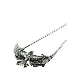 Vintage Style Flying Eagle Pendant Necklace Box Chain Antique Silver Finish
